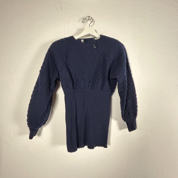 Vintage Valentino Women’s Textured Knit Sweater Small Navy Blue Made in Italy - Picture 1 of 8